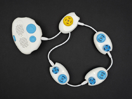A photo of the Code Jumper kit containing three Play pods and a Loop pod.