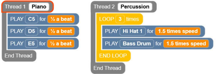 A screenshot of the Code Jumper app with two threads.
